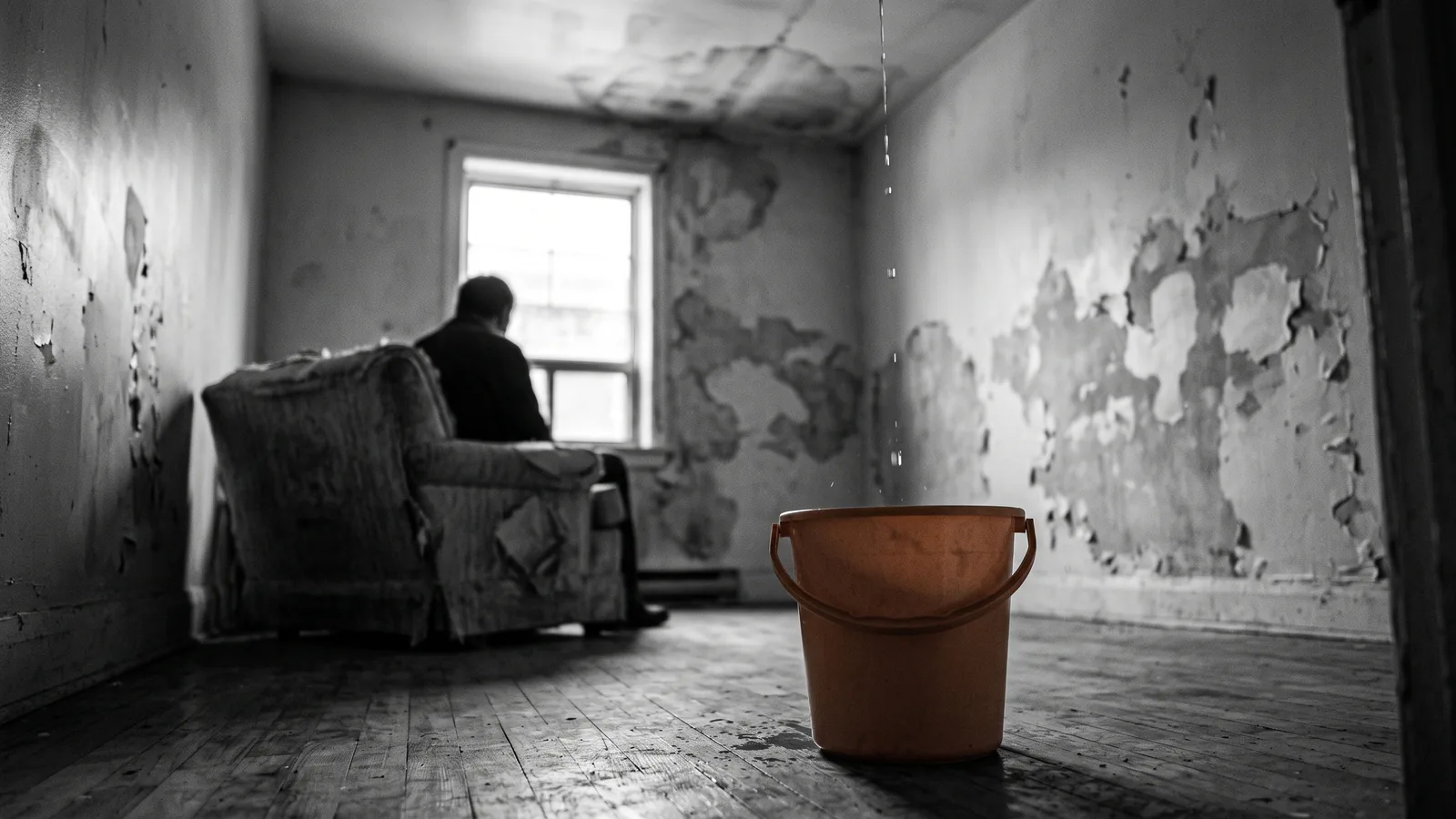 Leaking ceiling in a neglected apartment, a disguised eviction tactic