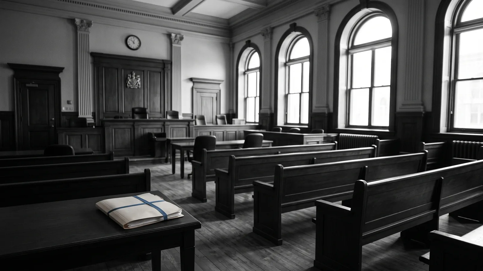 Hands sliding a compensation cheque across a table of legal files — renoviction and tenant harassment