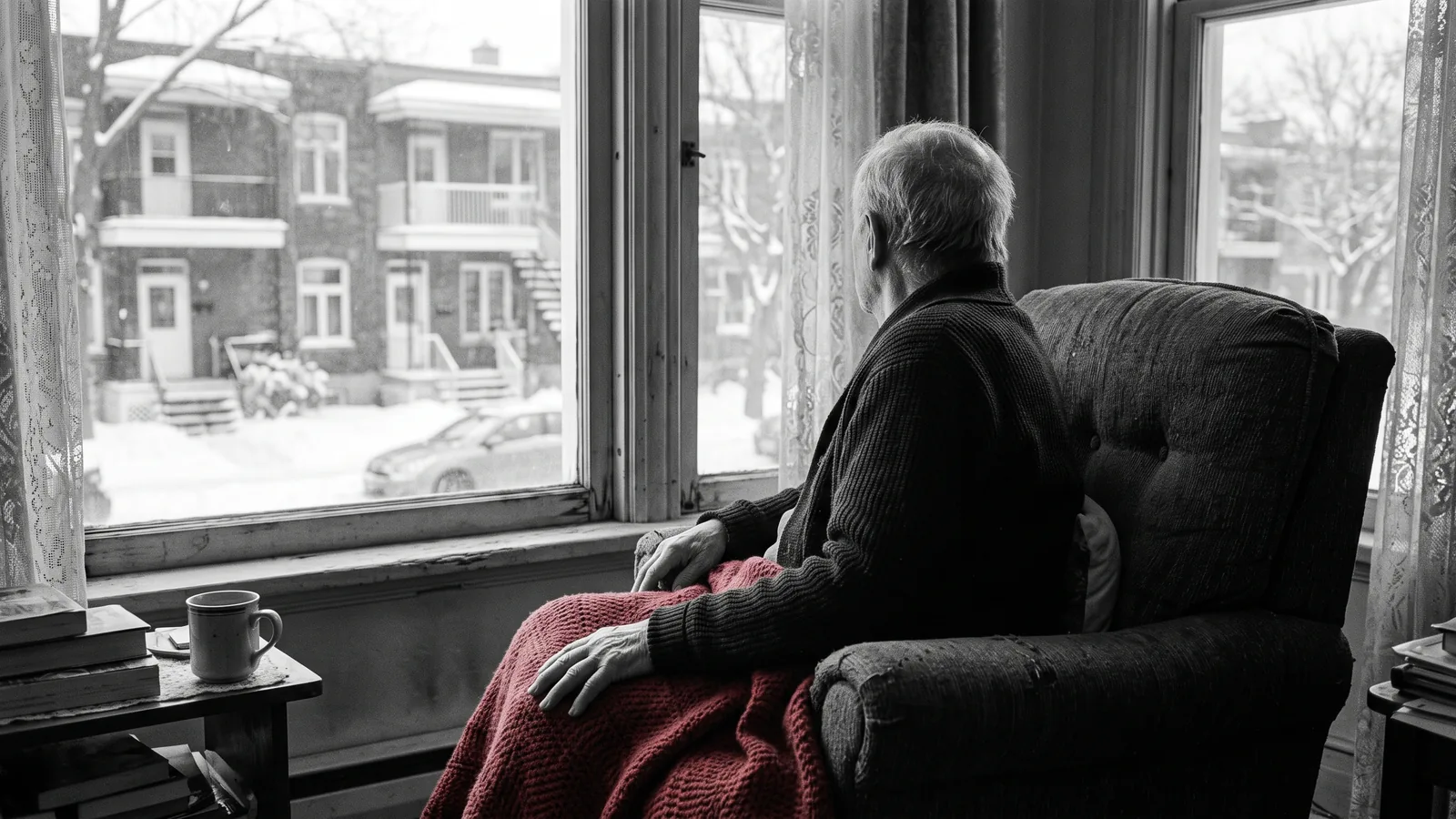 Personne âgée de dos dans un fauteuil près de la fenêtre : locataire protégé d'éviction au Québec