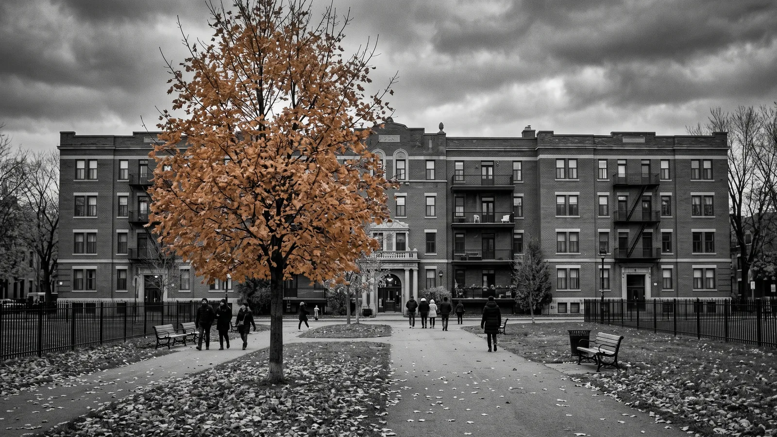 Residents gathered outside an old Montreal apartment building after a renoviction was halted