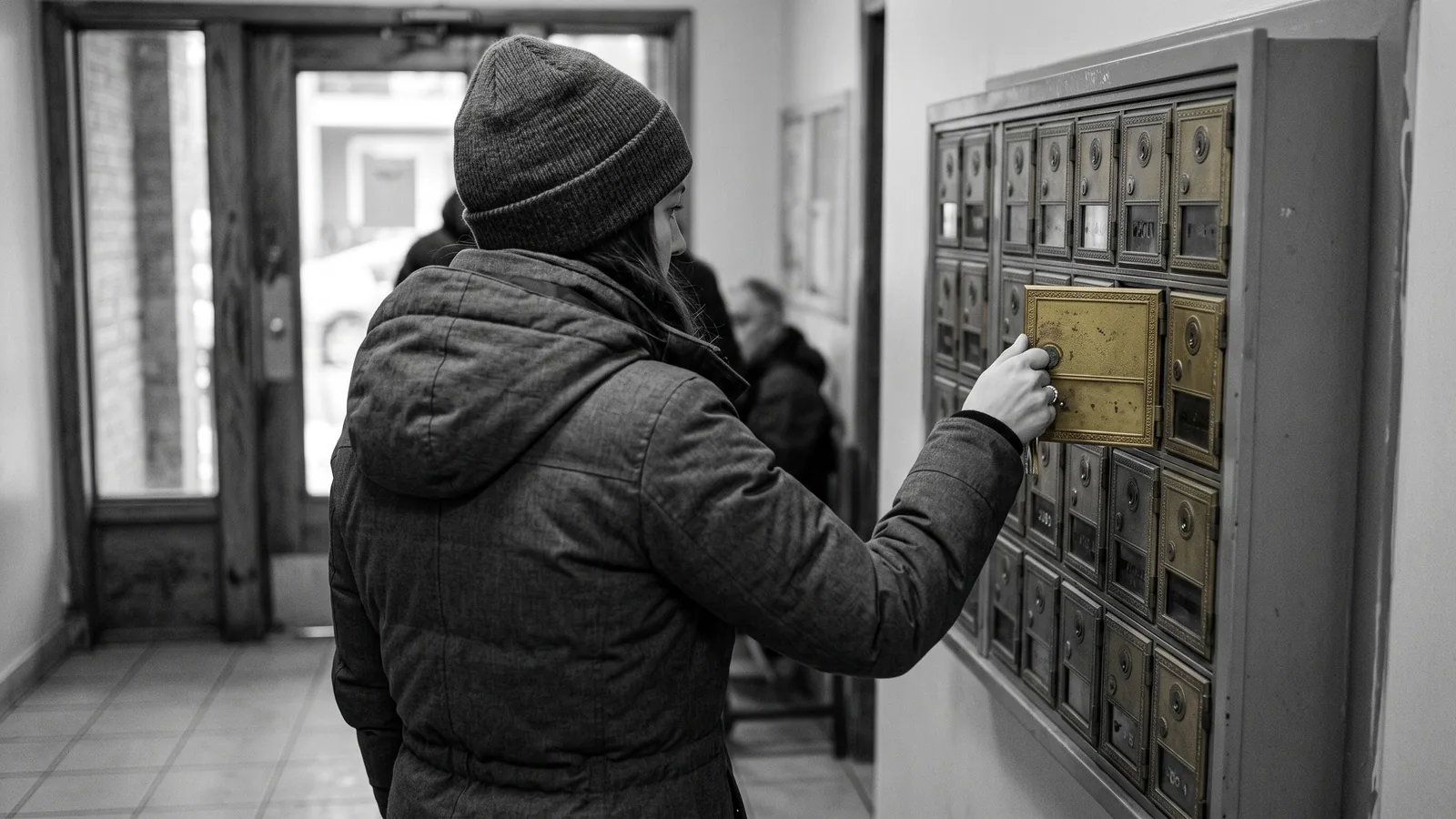Tenant filing a TAL claim at the mailboxes, brass mailbox door