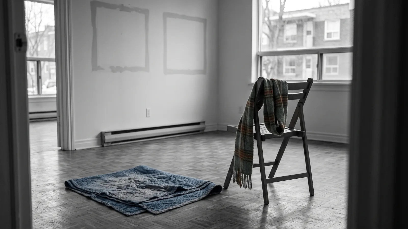An empty apartment with frame marks on the walls, the bad-faith repossession trap.