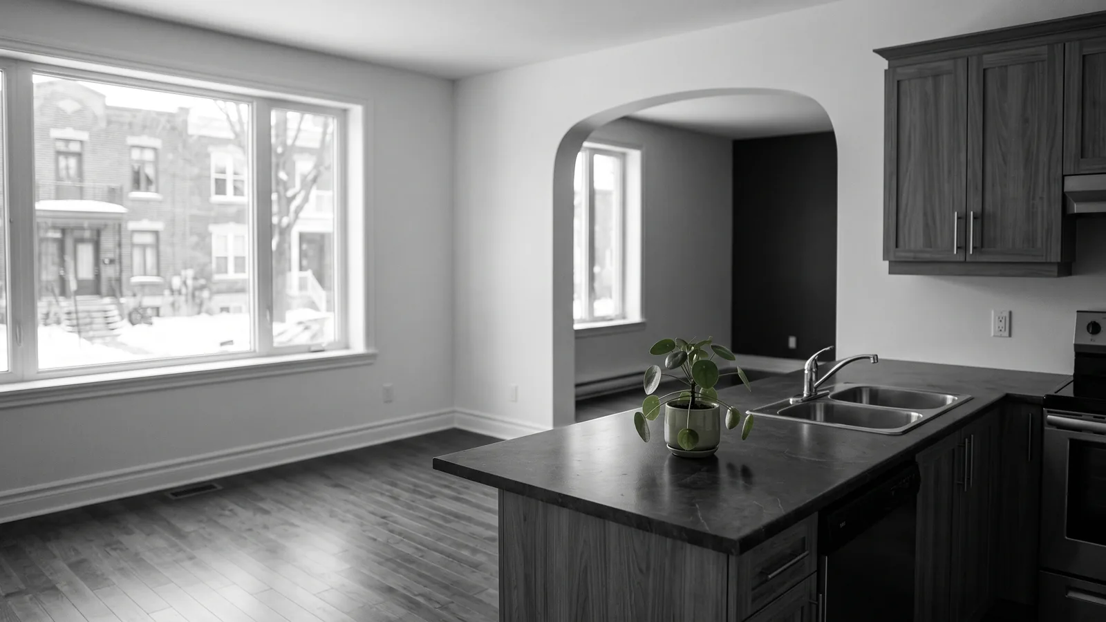 Appartement repeint et vide, plante de mise en scène : reprise fictive pour revendre.