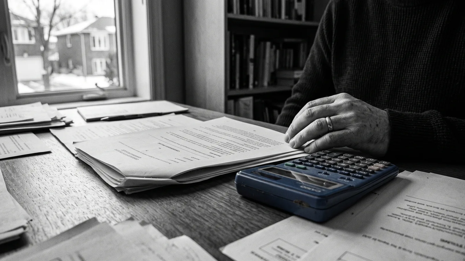 A ruling and calculator on a desk, illegal repossession fined $81,000 in the Bleier case.