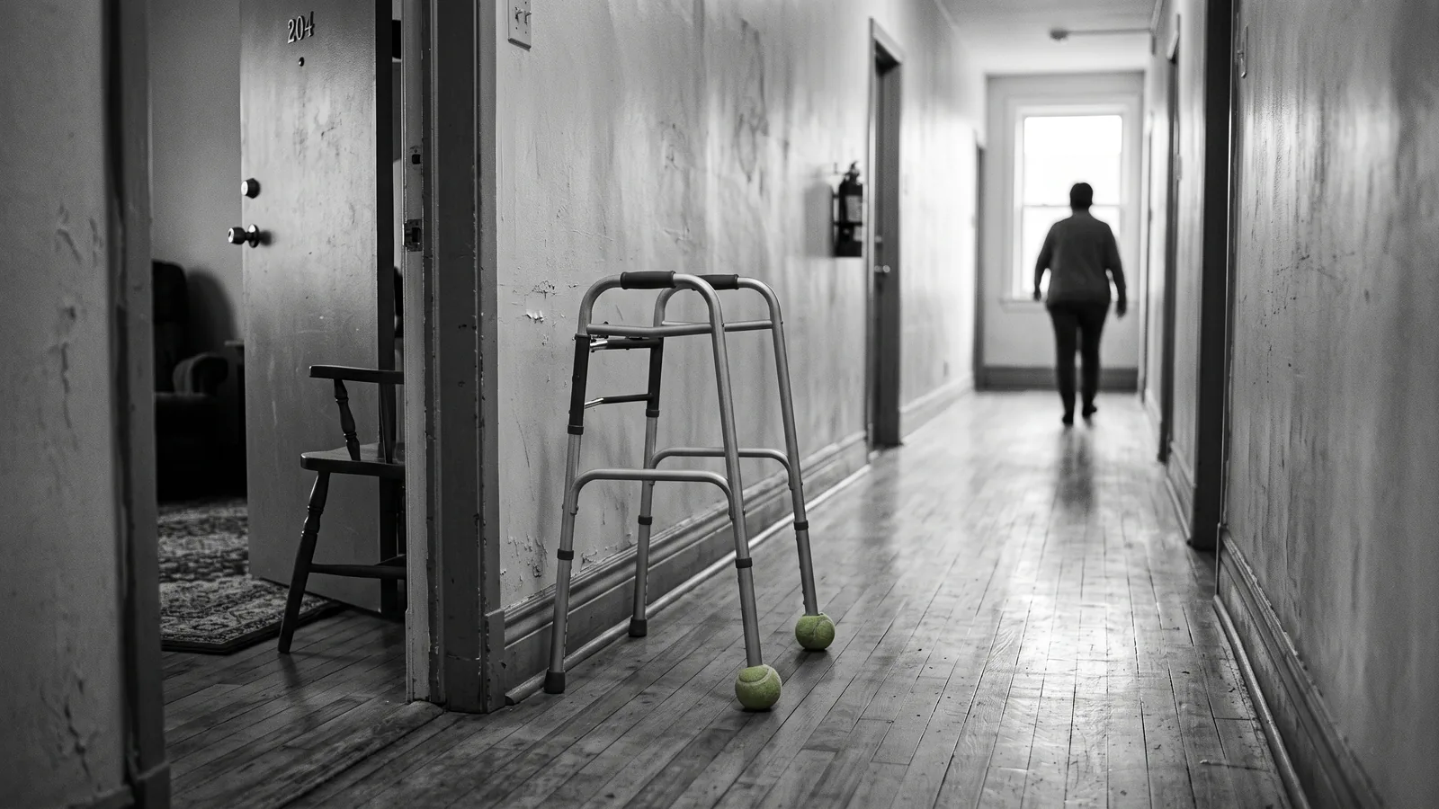 Marchette près d'une porte, reprise de logement d'une personne âgée