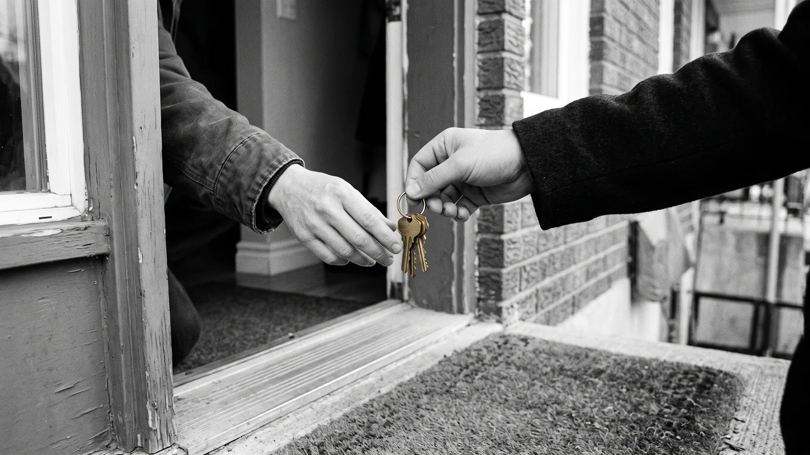 Remise de clés en laiton, reprise de logement pour un proche de la famille